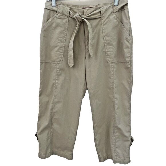 Caribbean Joe Capris Utility Cropped Pants Women's 10 Petite Beige D-Ring Belted - Picture 1 of 8